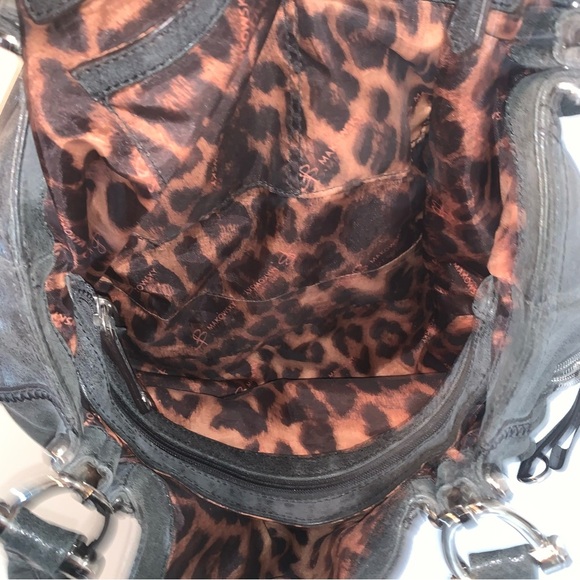 B. Makowsky Dark Gray Leather Shoulder Bag - Picture 3 of 14